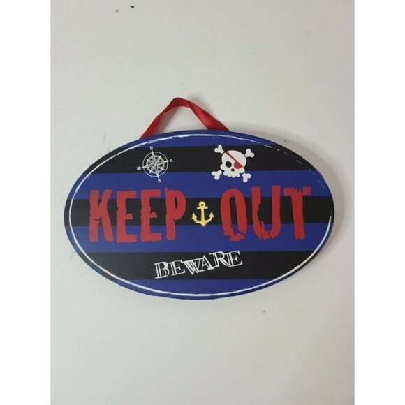 BOYS Room Door Sign "Keep Out Beware" 7.4" x4.5" - Picture 1 of 6